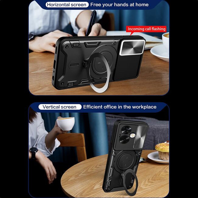 Husa pentru  Oppo A79 5G cu protecție pentru cameră și suport magnetic integrat Ring Shockproof, rosu