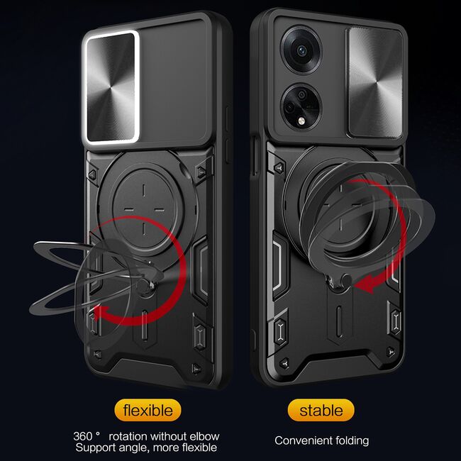 Husa pentru  Oppo A98 cu protecție pentru cameră și suport magnetic integrat Ring Shockproof, albastru