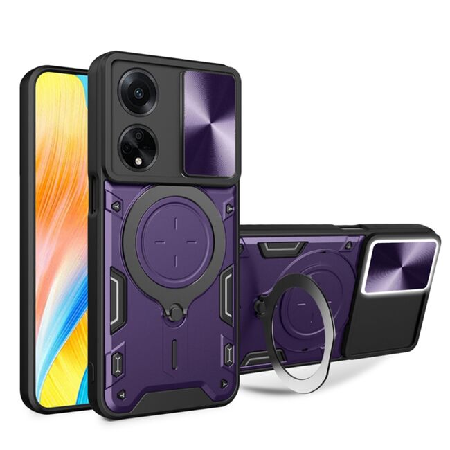 Husa pentru  Oppo A98 cu protecție pentru cameră și suport magnetic integrat Ring Shockproof, mov