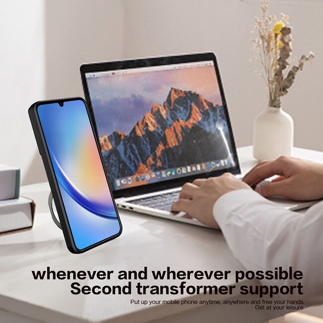 Husa pentru  Oppo Reno 12 cu protecție pentru cameră și suport magnetic integrat Ring Shockproof, negru