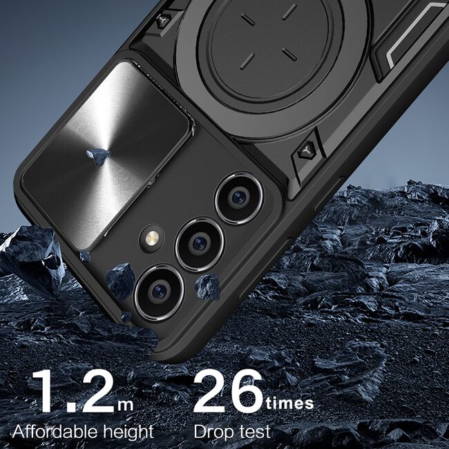 Husa pentru  Samsung Galaxy A15 cu protecție pentru cameră și suport magnetic integrat Ring Shockproof, rosu