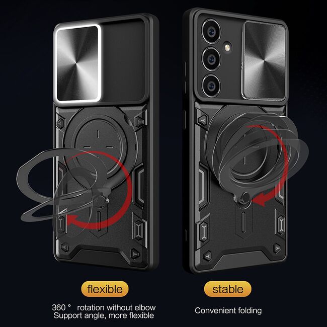 Husa pentru  Samsung Galaxy A15 cu protecție pentru cameră și suport magnetic integrat Ring Shockproof, rosu