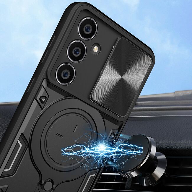 Husa pentru  Samsung Galaxy A15 cu protecție pentru cameră și suport magnetic integrat Ring Shockproof, rosu