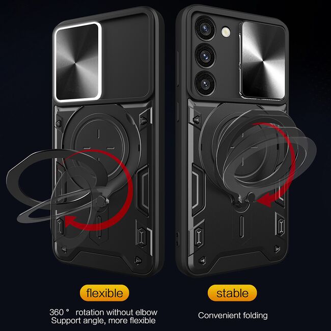 Husa pentru  Samsung Galaxy S23 cu protecție pentru cameră și suport magnetic integrat Ring Shockproof, albastru