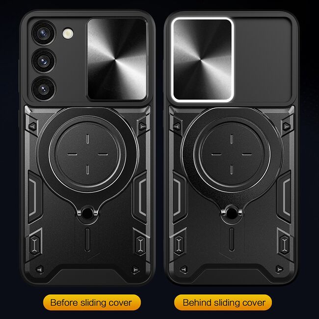 Husa pentru  Samsung Galaxy S23 cu protecție pentru cameră și suport magnetic integrat Ring Shockproof, rosu