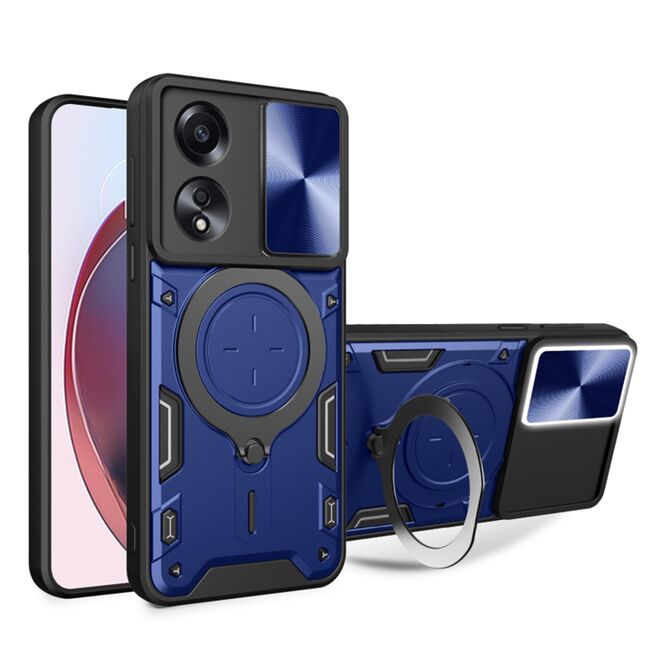 Husa pentru Husa Oppo A58 4G cu protecție pentru cameră și suport magnetic integrat Ring Shockproof, albastru