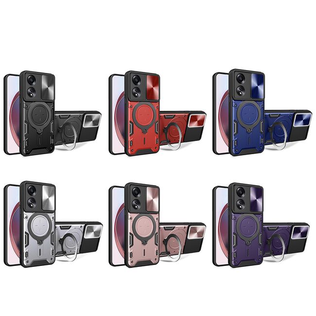 Husa pentru Husa Oppo A58 4G cu protecție pentru cameră și suport magnetic integrat Ring Shockproof, mov