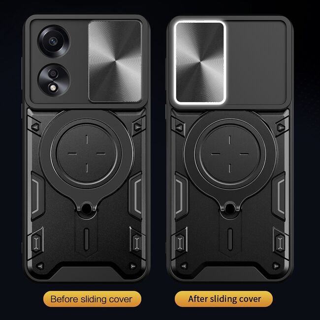 Husa pentru Husa Oppo A58 4G cu protecție pentru cameră și suport magnetic integrat Ring Shockproof, mov