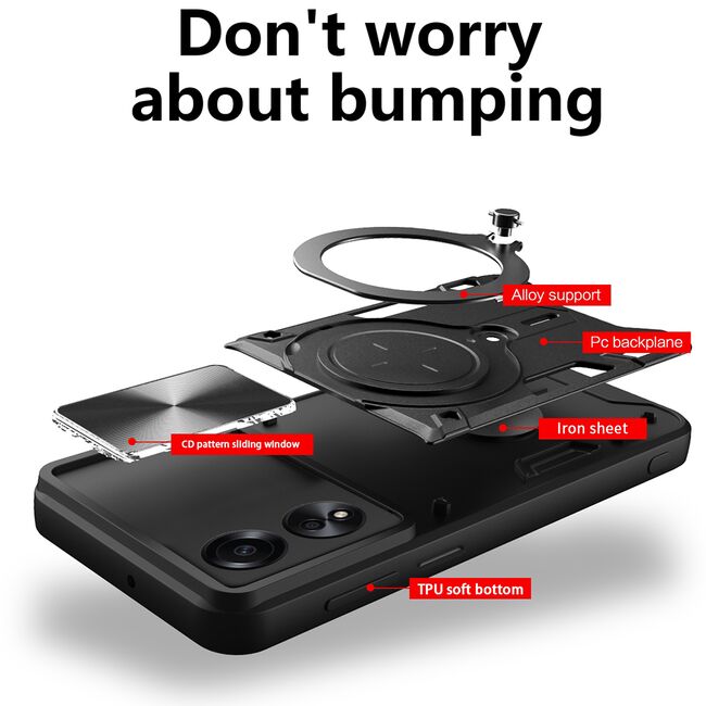 Husa pentru Husa Oppo A58 4G cu protecție pentru cameră și suport magnetic integrat Ring Shockproof, mov