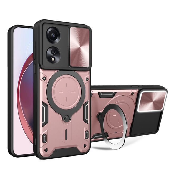 Husa pentru Husa Oppo A58 4G cu protecție pentru cameră și suport magnetic integrat Ring Shockproof, rose gold