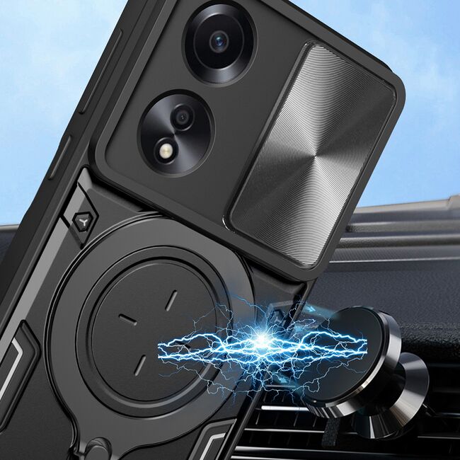 Husa pentru Husa Oppo A58 4G cu protecție pentru cameră și suport magnetic integrat Ring Shockproof, rose gold