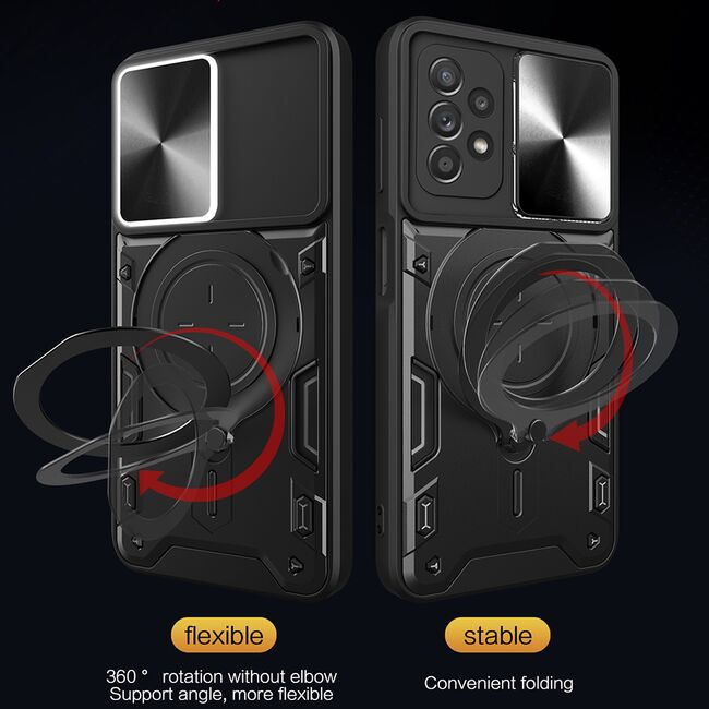 Husa pentru Samsung Galaxy A52  / A52s cu protecție pentru cameră și suport magnetic integrat Ring Shockproof, mov