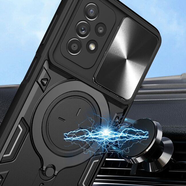 Husa pentru Samsung Galaxy A52  / A52s cu protecție pentru cameră și suport magnetic integrat Ring Shockproof, mov