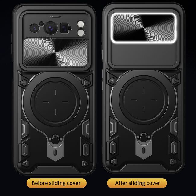 Husa pentru  Google Pixel 8 Pro cu protecție pentru cameră și suport magnetic integrat Ring Shockproof, negru