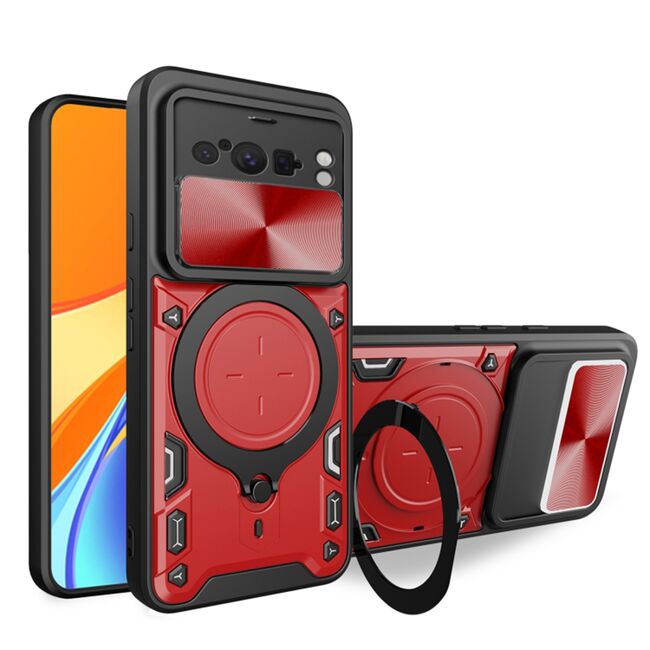 Husa pentru  Google Pixel 8 Pro cu protecție pentru cameră și suport magnetic integrat Ring Shockproof, rosu