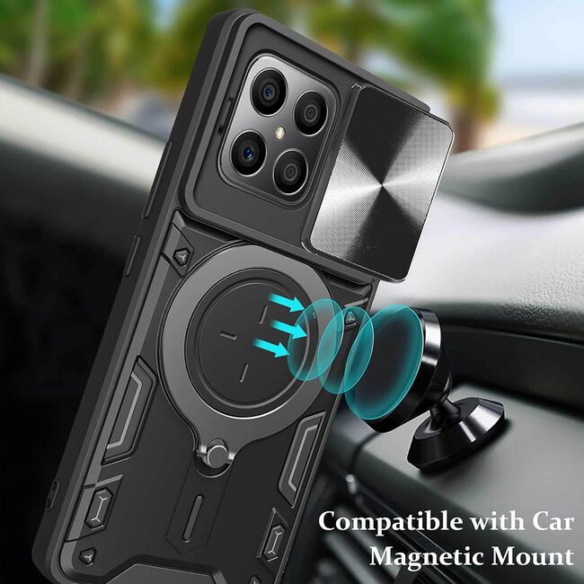 Husa pentru  Honor 70 Lite cu protecție pentru cameră și suport magnetic integrat Ring Shockproof, albastru
