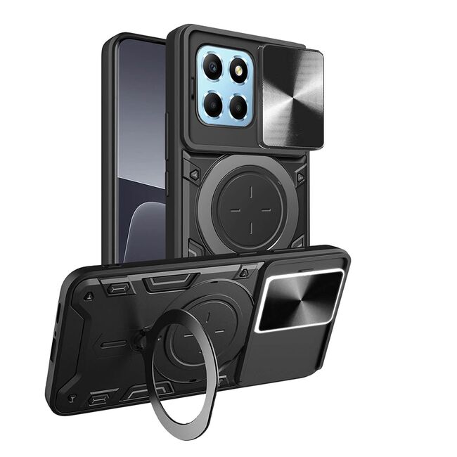 Husa pentru  Honor 70 Lite cu protecție pentru cameră și suport magnetic integrat Ring Shockproof, negru