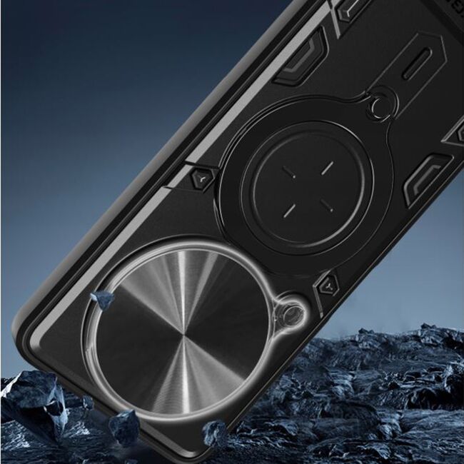 Husa pentru  Honor Magic 5 Lite cu protecție pentru cameră și suport magnetic integrat Ring Shockproof, negru