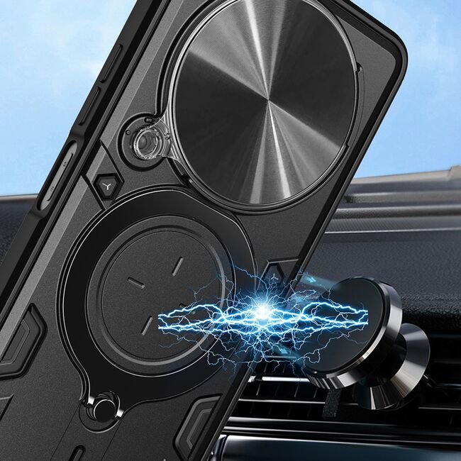 Husa pentru  Honor Magic 6 Lite cu protecție pentru cameră și suport magnetic integrat Ring Shockproof, rosu