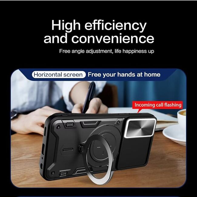 Husa pentru  Honor X7b cu protecție pentru cameră și suport magnetic integrat Ring Shockproof, mov