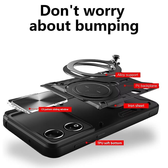 Husa pentru  Honor X7b cu protecție pentru cameră și suport magnetic integrat Ring Shockproof, mov