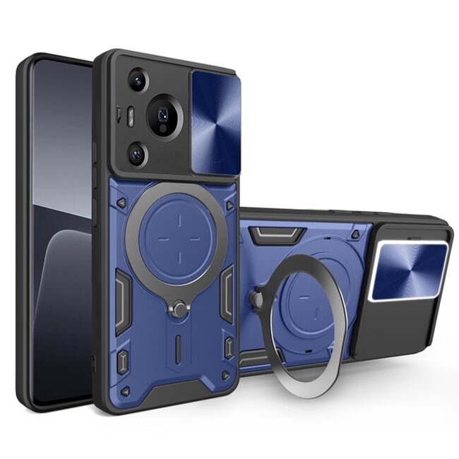 Husa pentru  Huawei Pura 70 Pro cu protecție pentru cameră și suport magnetic integrat Ring Shockproof, albastru