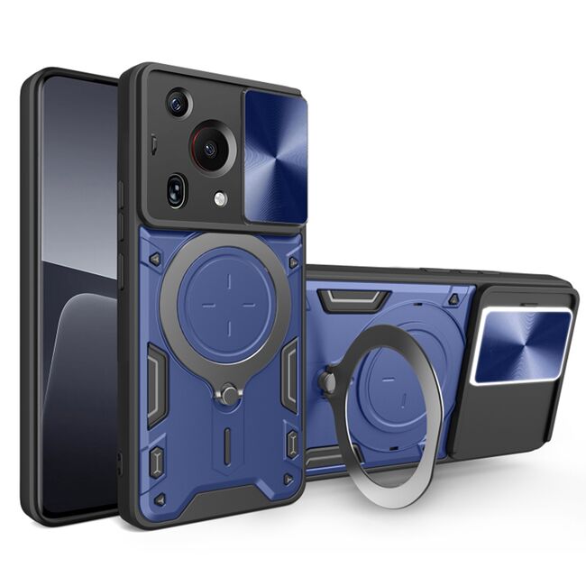Husa pentru  Huawei Pura 70 Ultra cu protecție pentru cameră și suport magnetic integrat Ring Shockproof, albastru