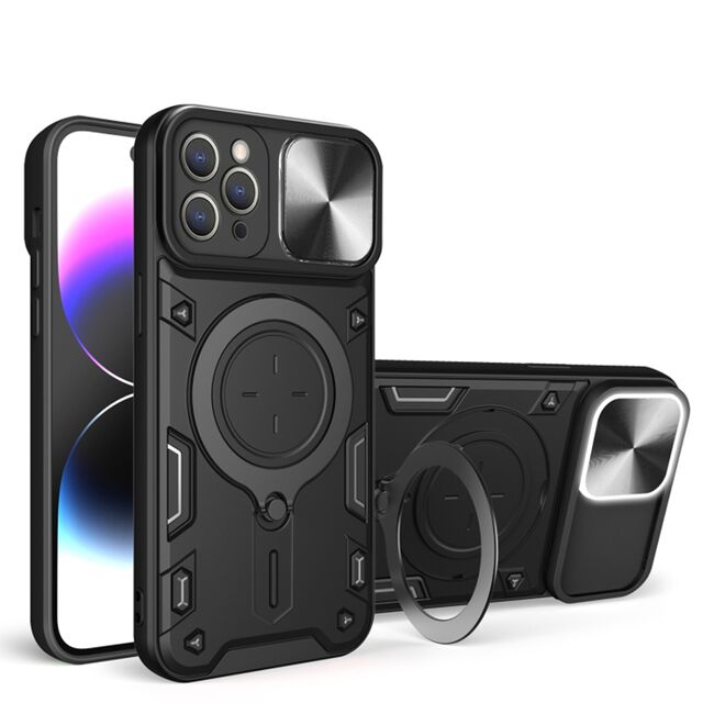 Husa pentru  iPhone 11 Pro Max cu protecție pentru cameră și suport magnetic integrat Ring Shockproof, negru