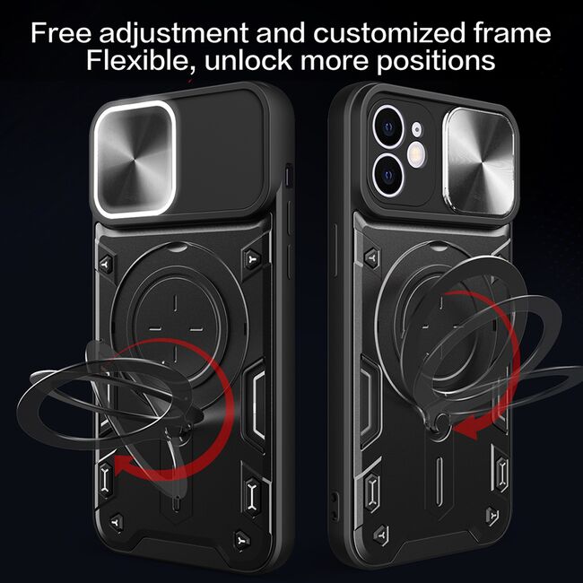 Husa pentru  iPhone 11 cu protecție pentru cameră și suport magnetic integrat Ring Shockproof, mov