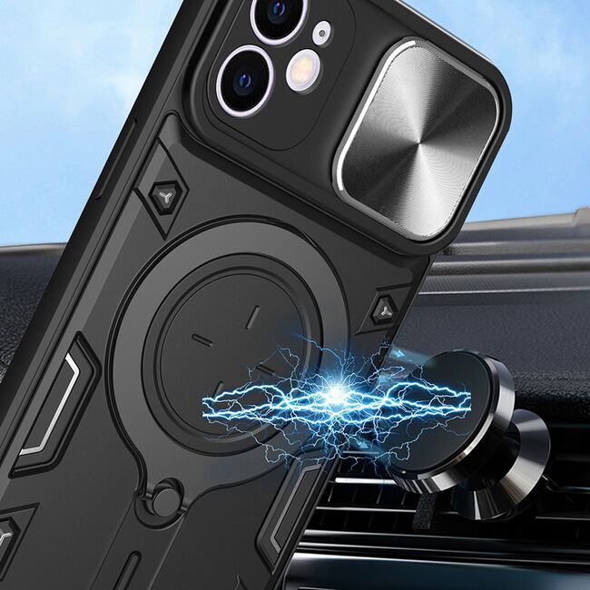 Husa pentru  iPhone 11 cu protecție pentru cameră și suport magnetic integrat Ring Shockproof, mov