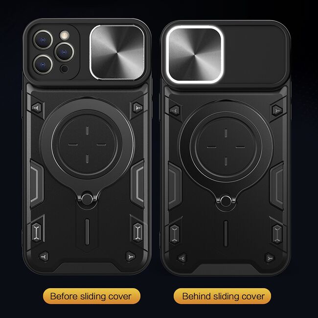 Husa pentru  iPhone 12 Pro Max cu protecție pentru cameră și suport magnetic integrat Ring Shockproof, mov