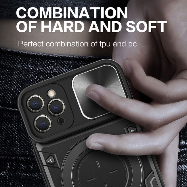 Husa pentru  iPhone 12 Pro Max cu protecție pentru cameră și suport magnetic integrat Ring Shockproof, mov
