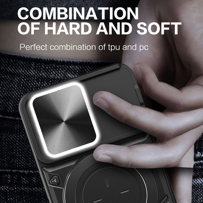 Husa pentru  iPhone 13 Pro cu protecție pentru cameră și suport magnetic integrat Ring Shockproof, negru
