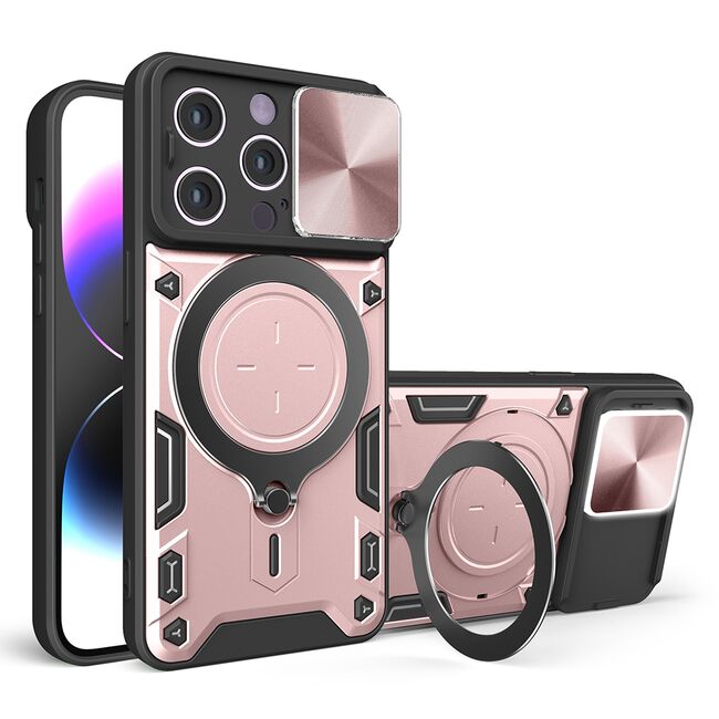 Husa pentru  iPhone 13 Pro cu protecție pentru cameră și suport magnetic integrat Ring Shockproof, rose gold