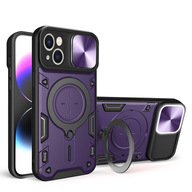 Husa pentru  iPhone 14 cu protecție pentru cameră și suport magnetic integrat Ring Shockproof, mov