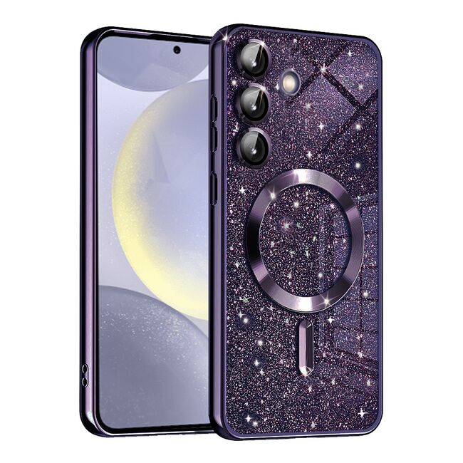 Husa pentru  Samsung Galaxy S24+ Plus cu MagSafe Sparkle Glare Detachable Layer, cu protectie lentile - mov