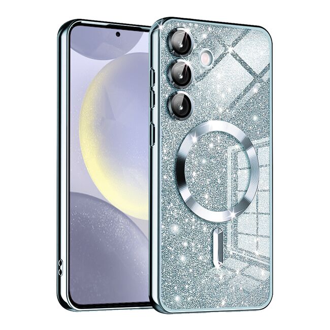 Husa pentru  Samsung Galaxy S24+ Plus cu MagSafe Sparkle Glare Detachable Layer, cu protectie lentile - blue