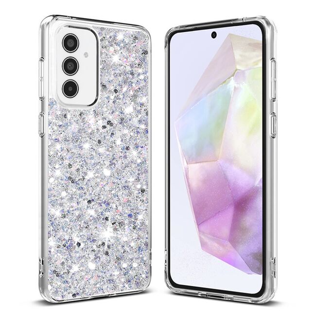Husa pentru  Samsung Galaxy A35 cu sclipici Liquid Crystal Glitter, argintiu