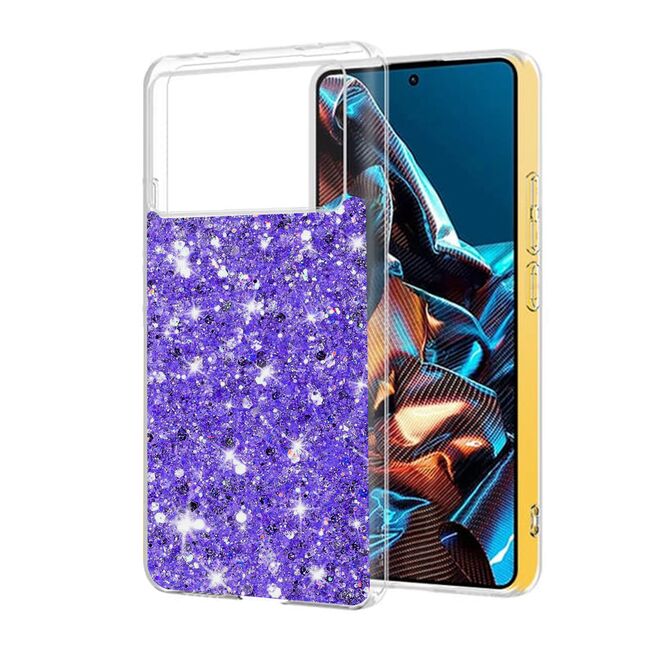 Husa pentru Poco X6 Pro cu sclipici Liquid Crystal Glitter, mov