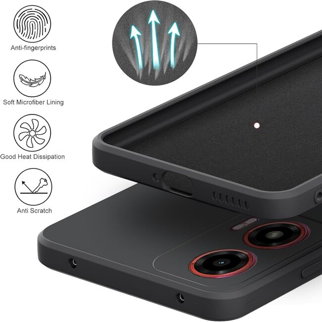 Husa pentru  Motorola Moto E14 Liquid Silicone, subțire, captusita cu microfibra, anti amprentă, protectie cameră foto, albastru
