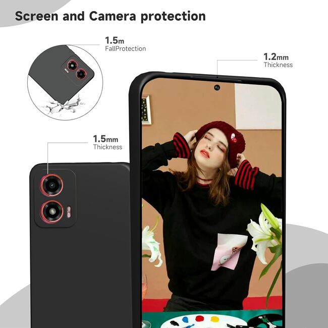 Husa pentru  Motorola Moto E14 Liquid Silicone, subțire, captusita cu microfibra, anti amprentă, protectie cameră foto, verde