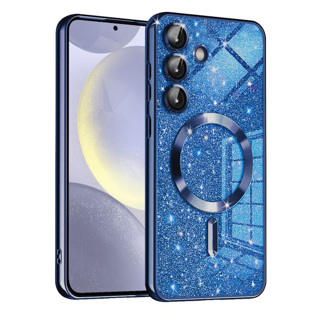 Husa pentru  Samsung Galaxy S24+ Plus cu MagSafe Sparkle Glare Detachable Layer, cu protectie lentile - albastru