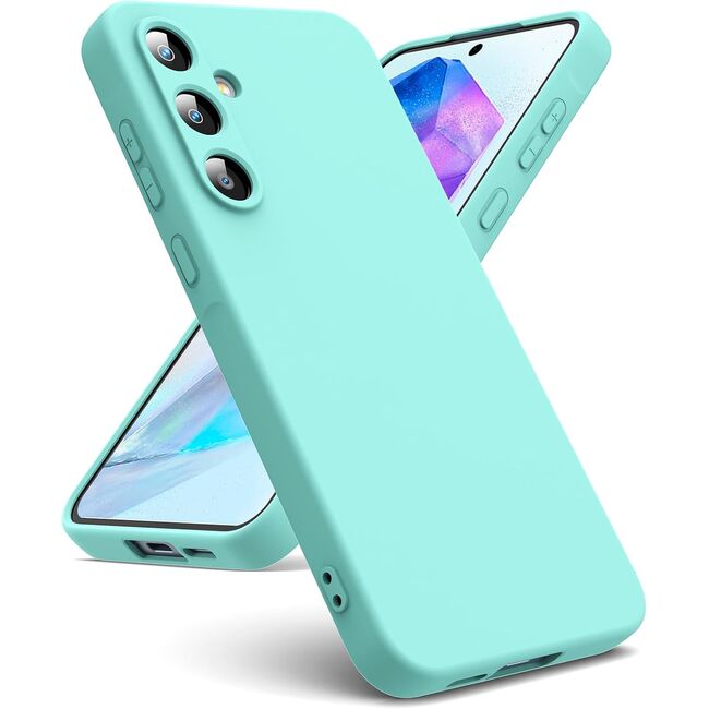 Husa pentru  Samsung Galaxy S24 Liquid Silicone, subțire, captusita cu microfibra, anti amprentă, protectie cameră foto, verde deschis