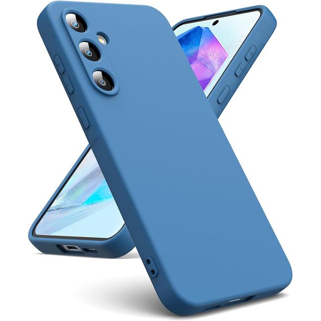 Husa pentru  Samsung Galaxy S24 Liquid Silicone, subțire, captusita cu microfibra, anti amprentă, protectie cameră foto, albastru