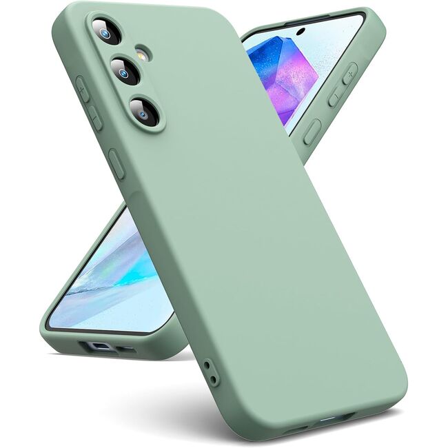 Husa pentru  Samsung Galaxy S24 Liquid Silicone, subțire, captusita cu microfibra, anti amprentă, protectie cameră foto, verde