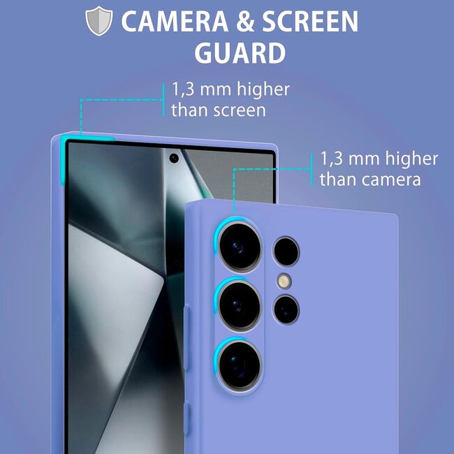 Husa pentru  Samsung Galaxy S24 Ultra Liquid Silicone, subțire, captusita cu microfibra, anti amprentă, protectie cameră foto, lavanda