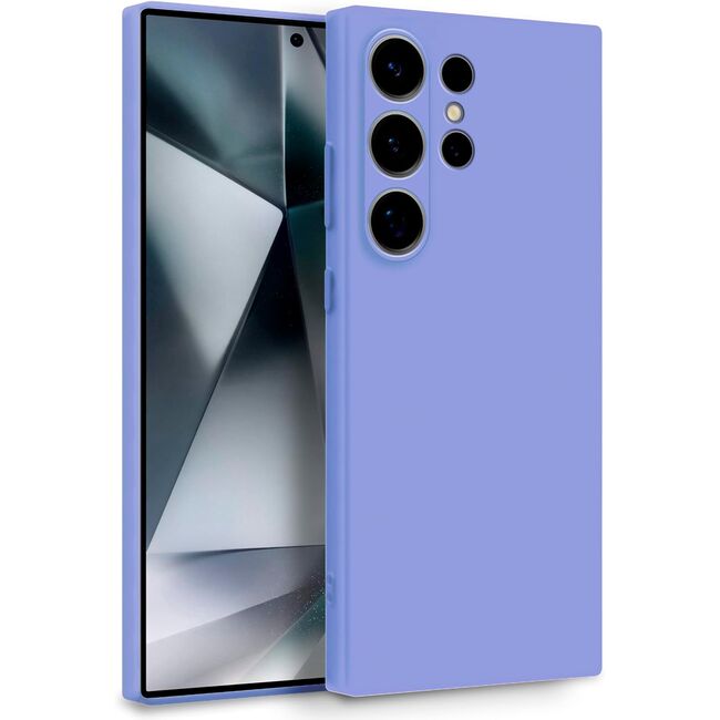 Husa pentru  Samsung Galaxy S24 Ultra Liquid Silicone, subțire, captusita cu microfibra, anti amprentă, protectie cameră foto, lavanda