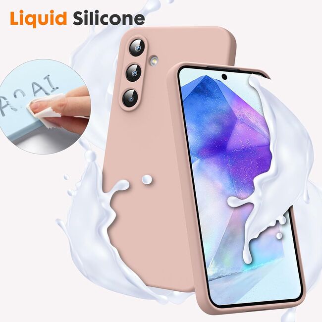 Husa pentru  Samsung Galaxy S24 Liquid Silicone, subțire, captusita cu microfibra, anti amprentă, protectie cameră foto, roz