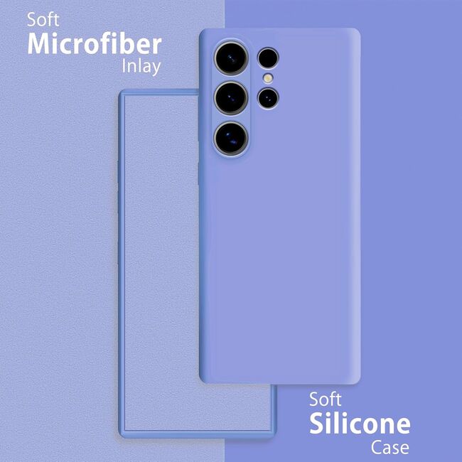 Husa pentru  Samsung Galaxy S24 Ultra Liquid Silicone, subțire, captusita cu microfibra, anti amprentă, protectie cameră foto, lavanda
