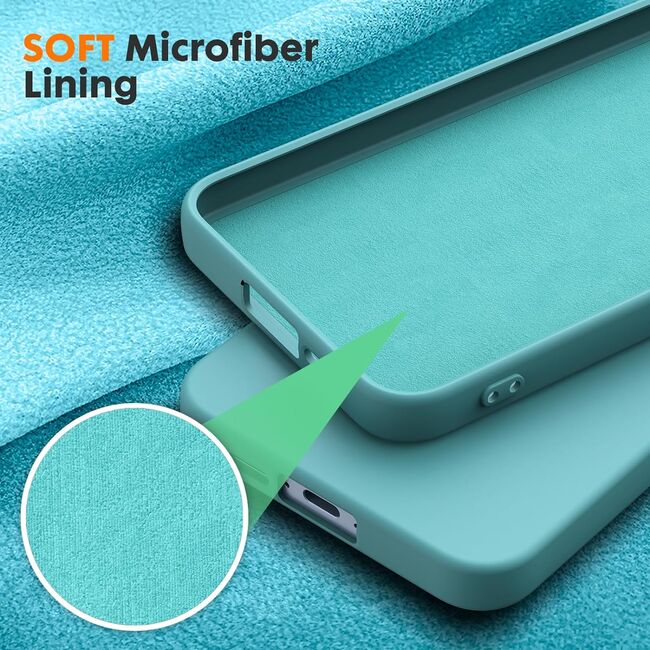 Husa pentru  Samsung Galaxy S24 Liquid Silicone, subțire, captusita cu microfibra, anti amprentă, protectie cameră foto, turcoaz